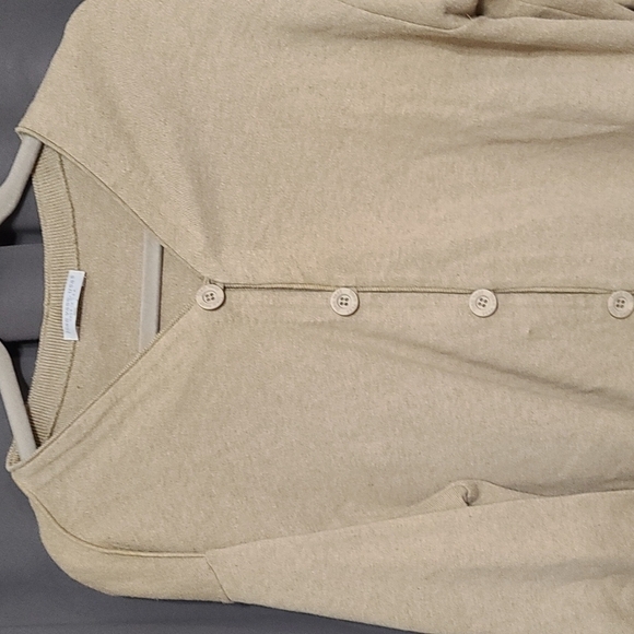 VTG? Joan Vass USA Women's Cardigan Sweater Tan Button Up Sz 1(Approx L)GUC READ - Picture 3 of 12